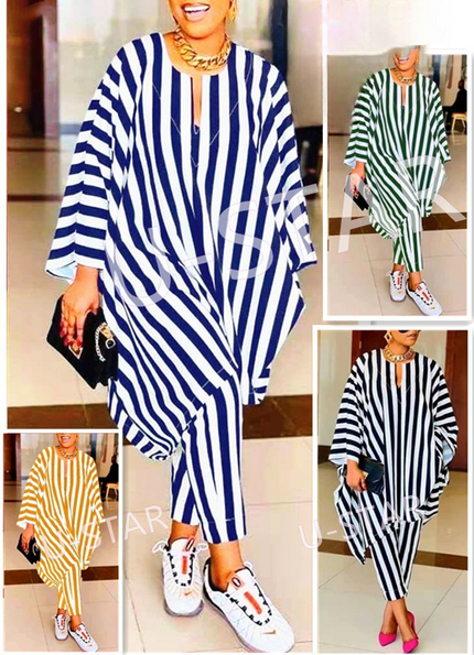 Striped Casual Loose Two-Piece