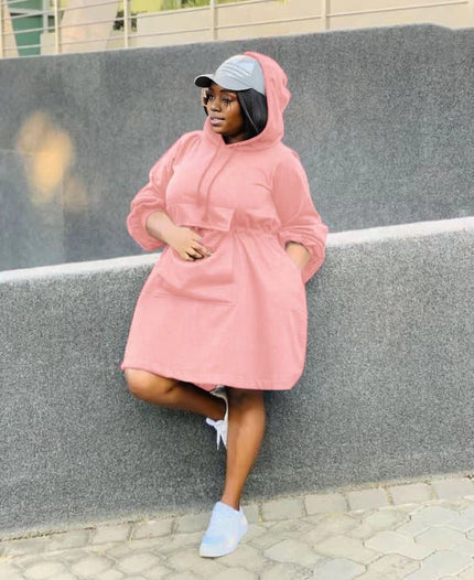 Oversized Hoody Dress with Front Pocket Design