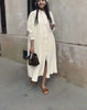 Women's Long Loose Shirt Dress with Simple Button Design and Stand Collar