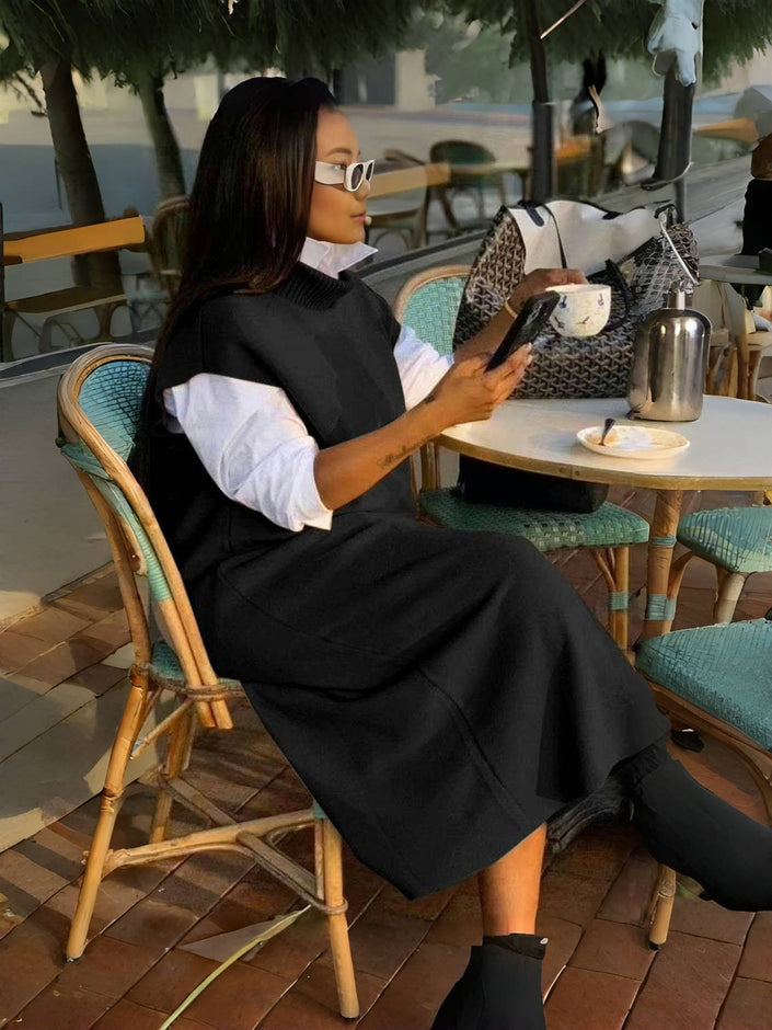 Sleeveless Loose-Fit Dress - Paired with Long-Sleeve Inner Layer Design