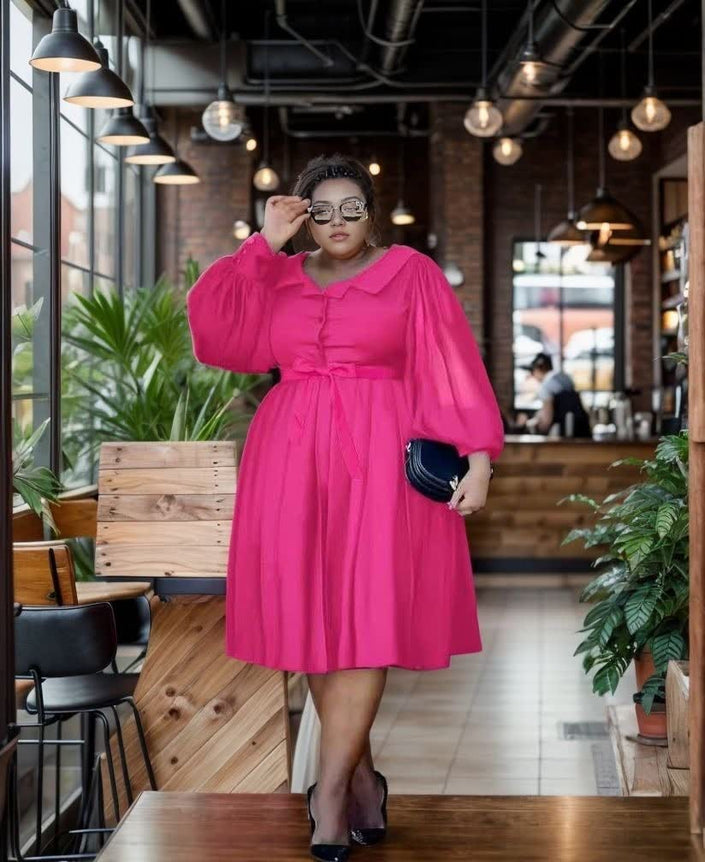Bow Dress: Elegant Long Sleeves with Flowing Skirt Design