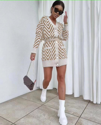 Modern Geometric Patterned Knit Cardigan