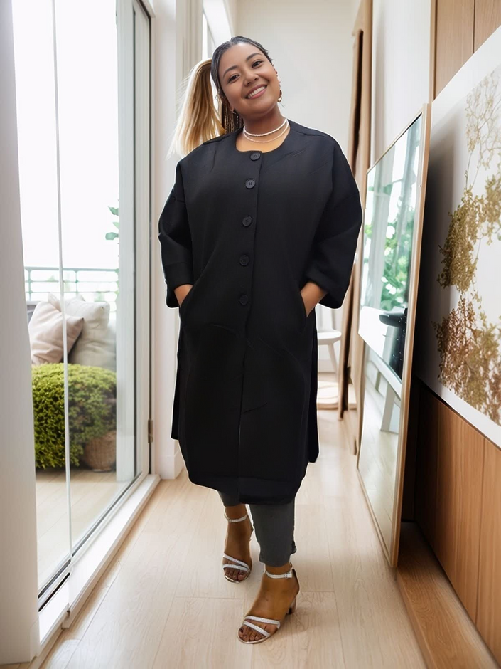 Loose Long Coat, Minimalist Design, Single-Breasted, Casual Style