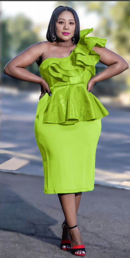 Strapless Peplum Dress with Bodice Ruffles