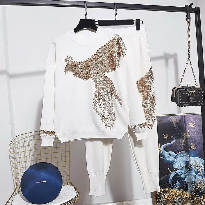 Knit Two-Piece Set with Decorative Front Design