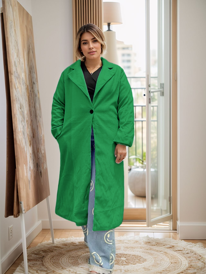 Single-Breasted Lapel Long Coat with Simple and Elegant Design