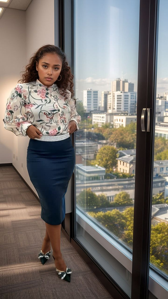 High-Waisted Slim Fit Skirt with Elegant Professional Design