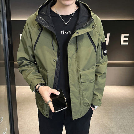 Men's Hooded Work Jacket Outerwear Fashionable Streetwear