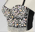 Embellished Sweetheart Bustier Top with Floral Appliqués and Pearl Draping