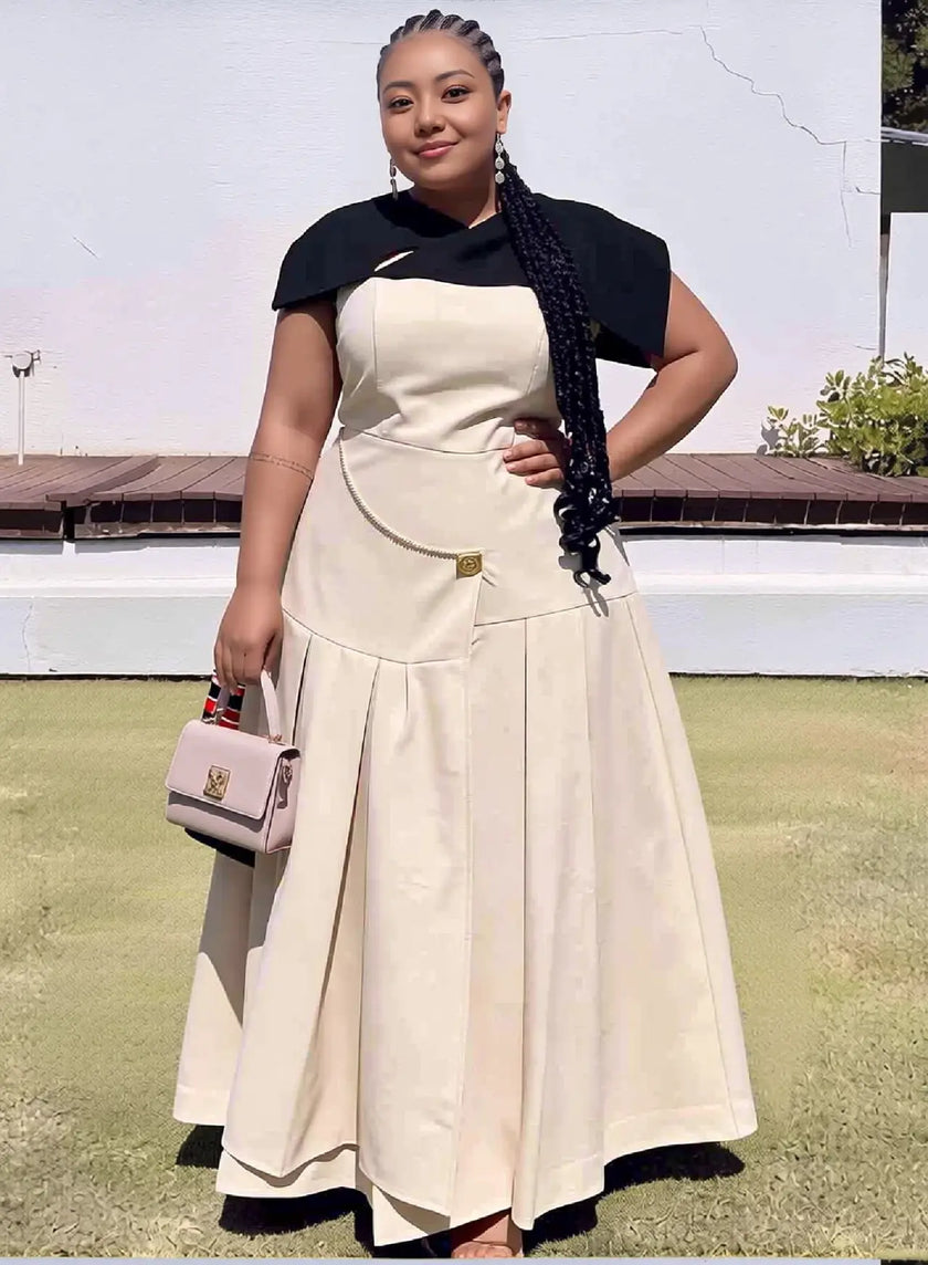 Women Maxi Dress Capelet Pleated A Line Formal Occasion