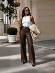 Women Wide Leg Pants High Waist Tailored Casual