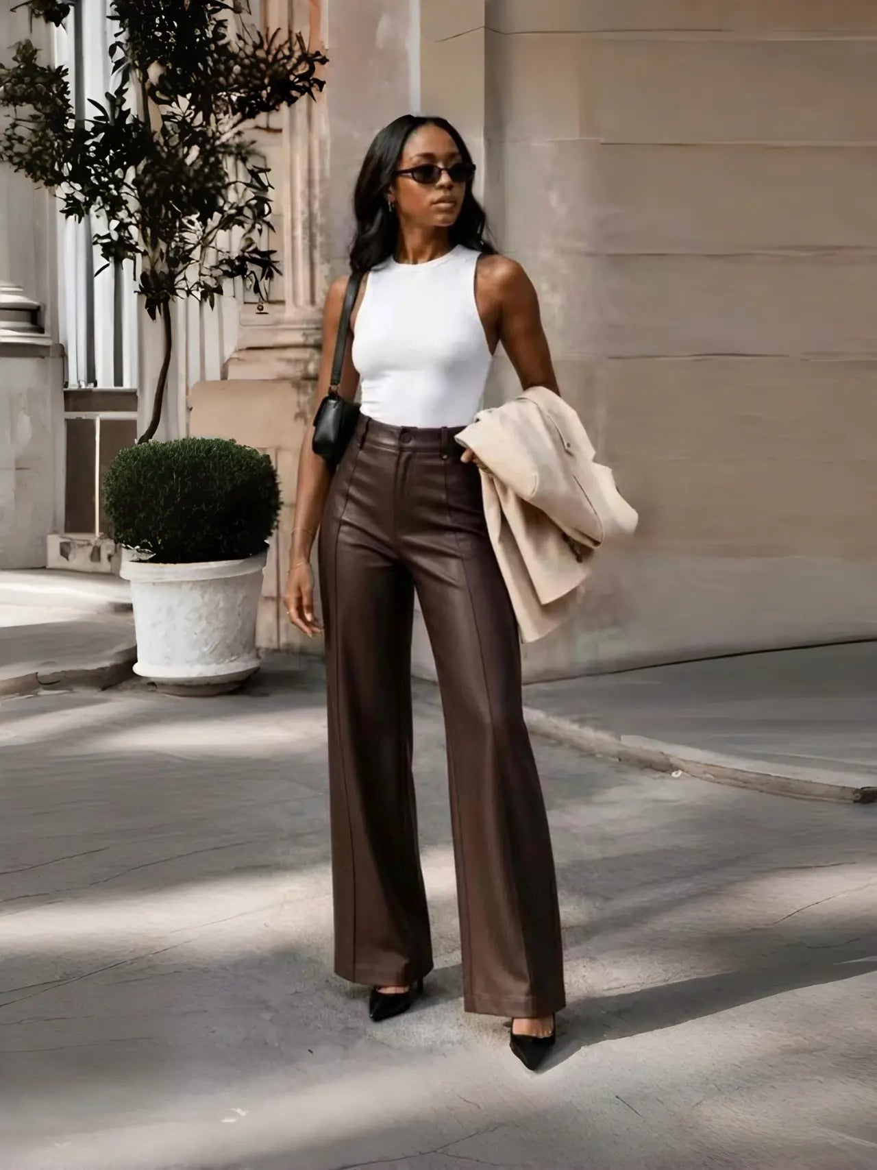 Women Wide Leg Pants High Waist Tailored Casual