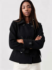 Women Short Coat Double Breasted Collared Casual