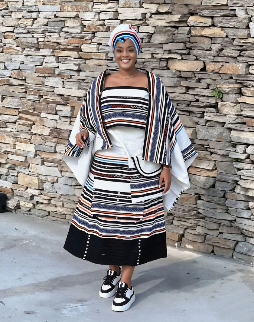 African Maxi Skirt Set  Geometric Print