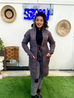 Hooded Waist Tie Mid Length Cardigan Drawstring Pocket Casual Wear