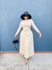 Women Knit Maxi Dress Crew Neck Long Sleeve Pleated Church Occasion Outfit