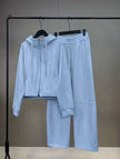 Women Two Piece Tracksuit Hooded Zip Crop Top Wide Leg Pant Daily Lounge Outfit
