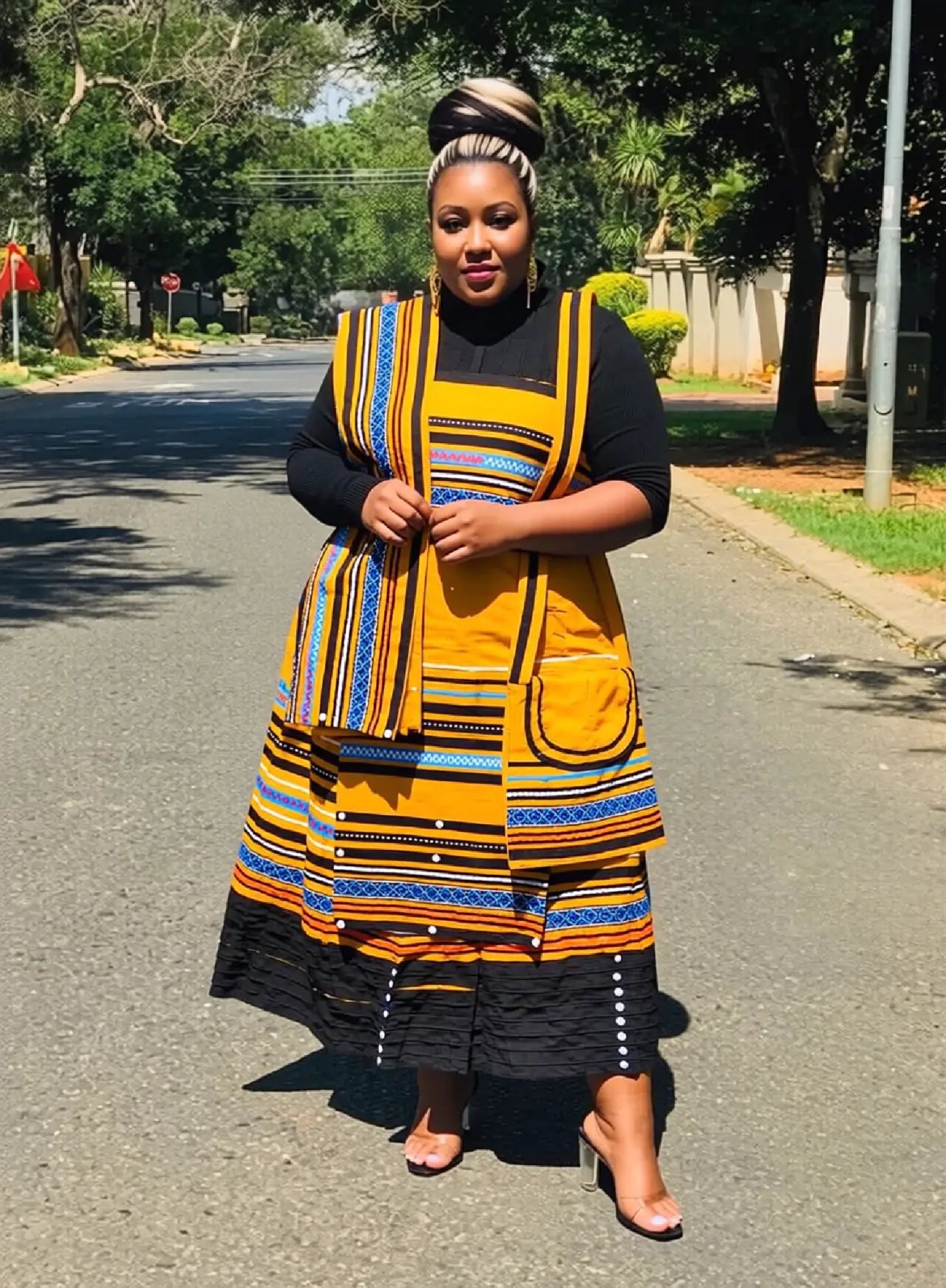 African Maxi Skirt Set  Geometric Print