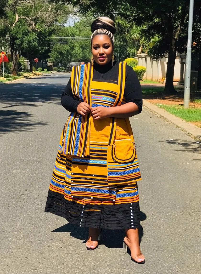African Maxi Skirt Set  Geometric Print