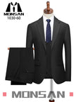 Men's slim-fit 3-piece suit set in black: notched lapel jacket, vest, trousers