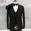 Black peak-lapel 3-piece slim fit suit with vest and dress shirt