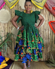 Cultural Motif Flared Midi Dress