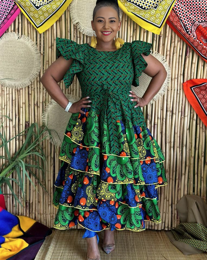Cultural Motif Flared Midi Dress