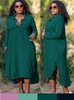 Button-down front  Long sleeves Mid-length Shirt Dress