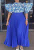 Patterned Short-Sleeve Top & Pleated Maxi Skirt Set