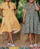 V-Neck Knot Waist Flared Dress & Notched Collar Button-Up A-Line Dress