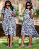 V-Neck Knot Waist Flared Dress & Notched Collar Button-Up A-Line Dress