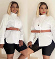 Long-Sleeve Button-Up Shirt with Prominent Collar and Cuffs, Structured Front Tailoring