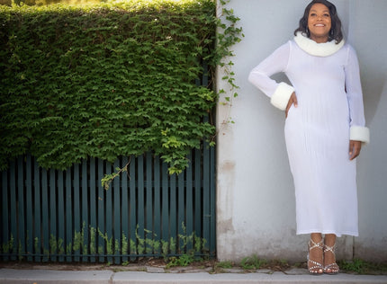 Light purple turtleneck midi bodycon dress, long sleeves