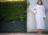 Light purple turtleneck midi bodycon dress, long sleeves