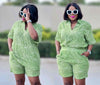 Botanical Print Short-Sleeve Shirt and Shorts Set