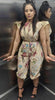 Floral Pattern Short Sleeve Jumpsuit