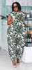 Botanical Leaf Pattern Sleeveless Jumpsuit with Tapered Legs