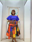 African Style Patchwork Pattern Dress with Unique Sleeve Design