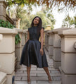 A Line Embroidered Midi Dress - Sleeveless Chic
