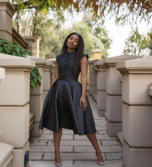 A Line Embroidered Midi Dress - Sleeveless Chic