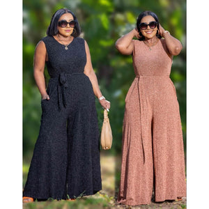 WideLeg Jumpsuit  Adjustable Stretch Waist