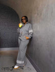 Twin Set Zip Jacket WideLeg Stripe Pant