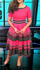 Striped Flare Skirt Dress with Fitted Bodice