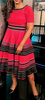Striped Flare Skirt Dress with Fitted Bodice