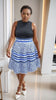 Women's Sleeveless Top and Patterned A-Line Skirt Set with Floral and Striped Design