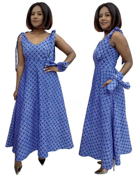 V-Neck Asymmetrical Hem A-Line Dress with Shoulder Straps