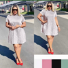 Short-Sleeved Knee-Length Pleated Dress