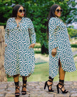 Relaxed Fit Knee-Length Shirt Dress with Geometric Print