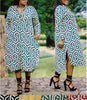 Relaxed Fit Knee-Length Shirt Dress with Geometric Print