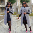 Round Neck Single-Breasted Houndstooth Mid-Length Coat